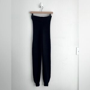 Black knit joggers ACL festival boho sheer beach cover up side slit open leg | S